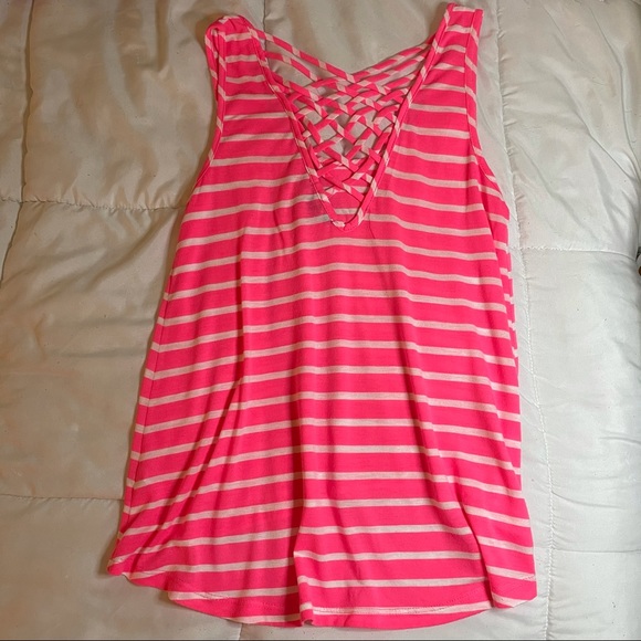 Pink and White Striped Tank Top - Picture 2 of 2